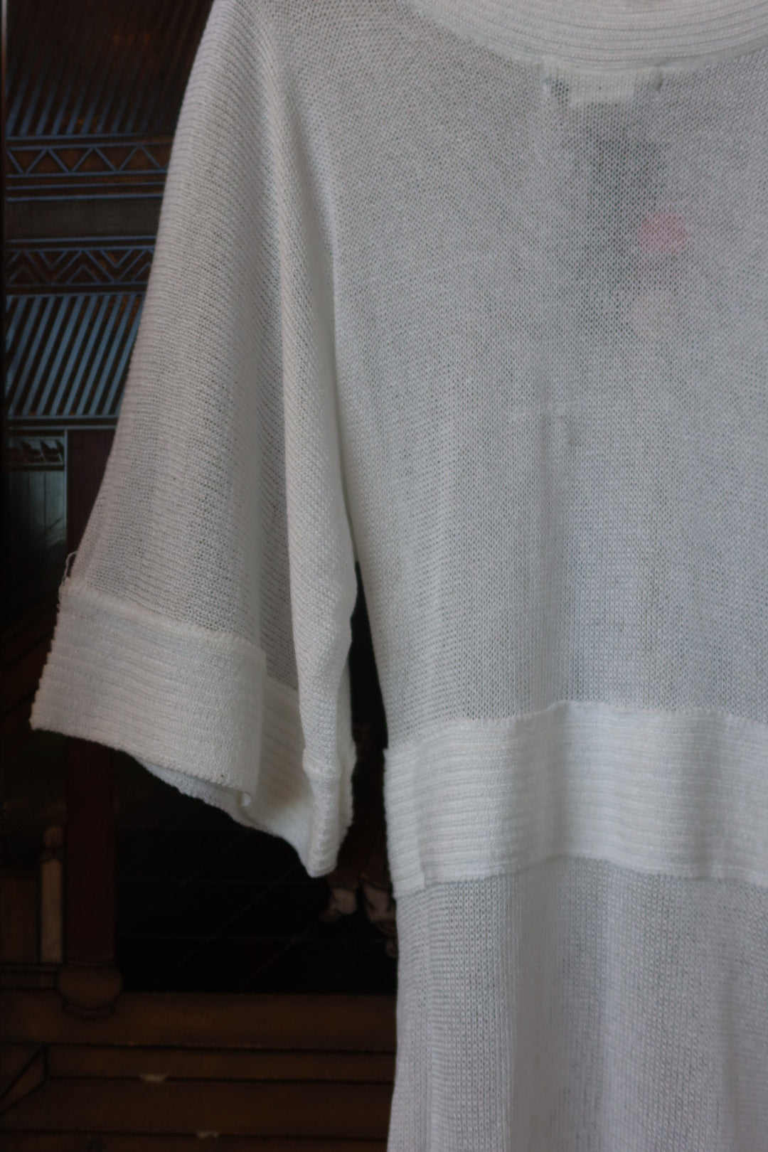 French Sheer White Knit Vintage Coverup Dress, OGO Geral Paris