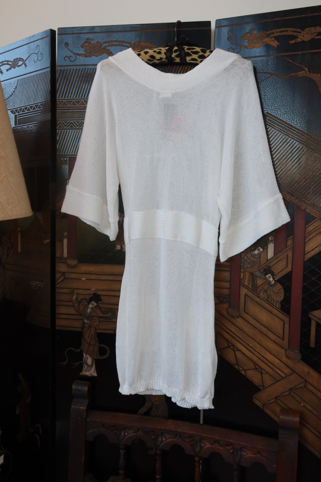 French Sheer White Knit Vintage Coverup Dress, OGO Geral Paris