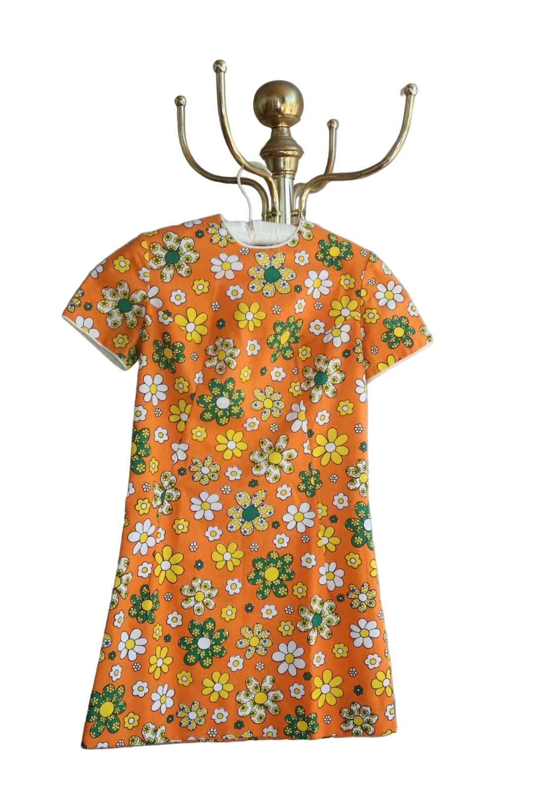 Vintage 1960s Mod Floral Shift Dress- Daisy Print Mini