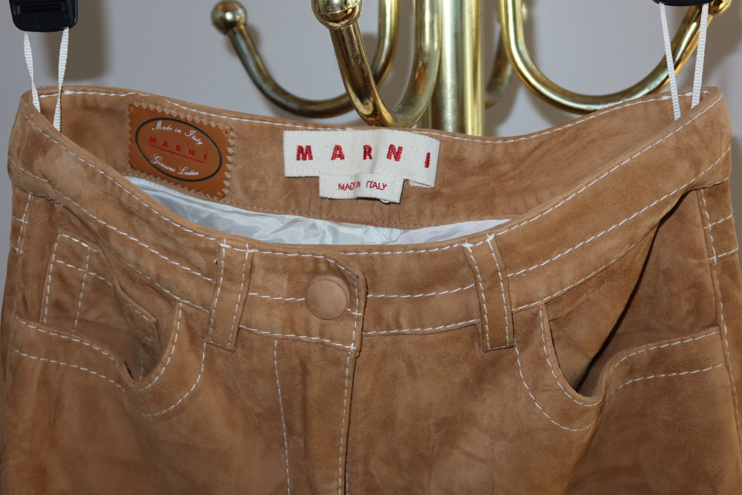 Marni Camel Suede Flare Trousers IT 36 Made in Italy