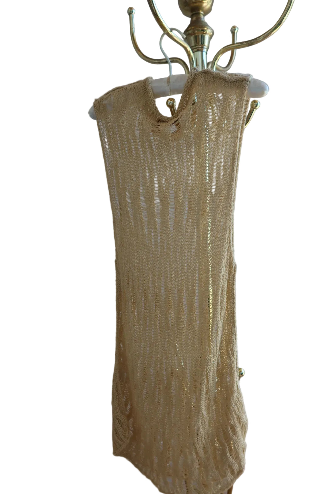 Eckhaus Latta Open Knit Cream Dress Distressed Ladder Knit