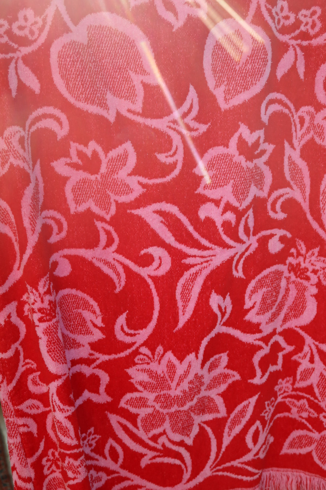 Vintage 1960s Lady Pepperell Red and Pink Floral Terrycloth Beach Mini Shift Dress