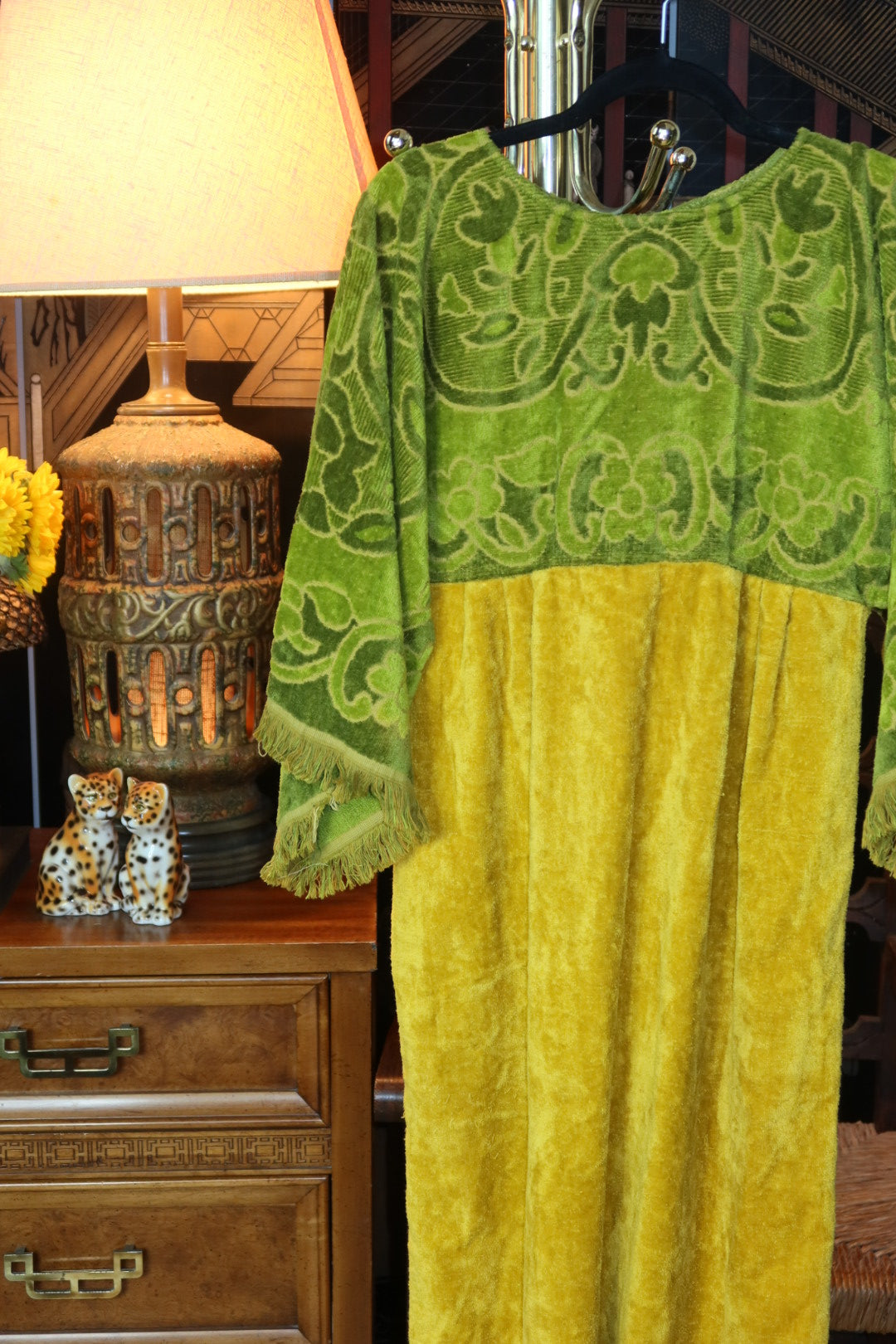 Vintage 1960s Towel Maxi Hostess Gown