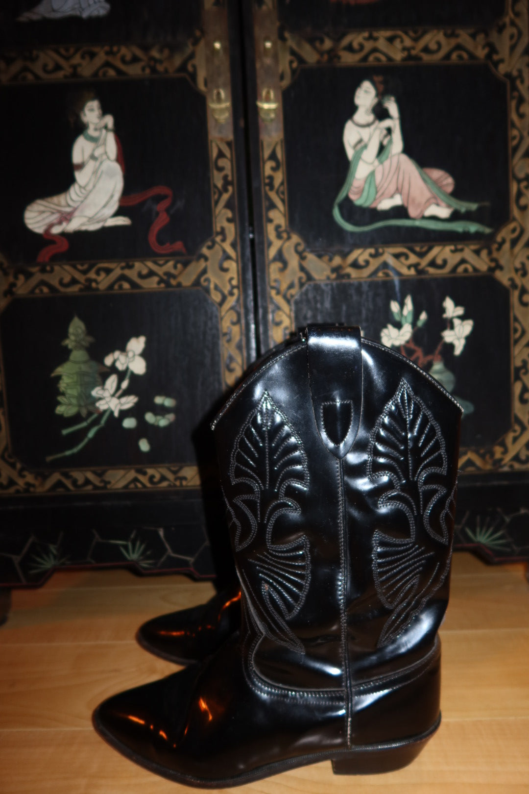 Vintage Patent Leather Cowboy Boots