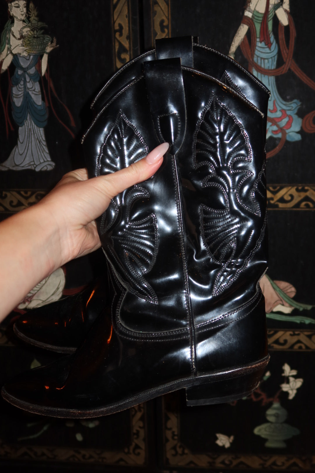 Vintage Patent Leather Cowboy Boots