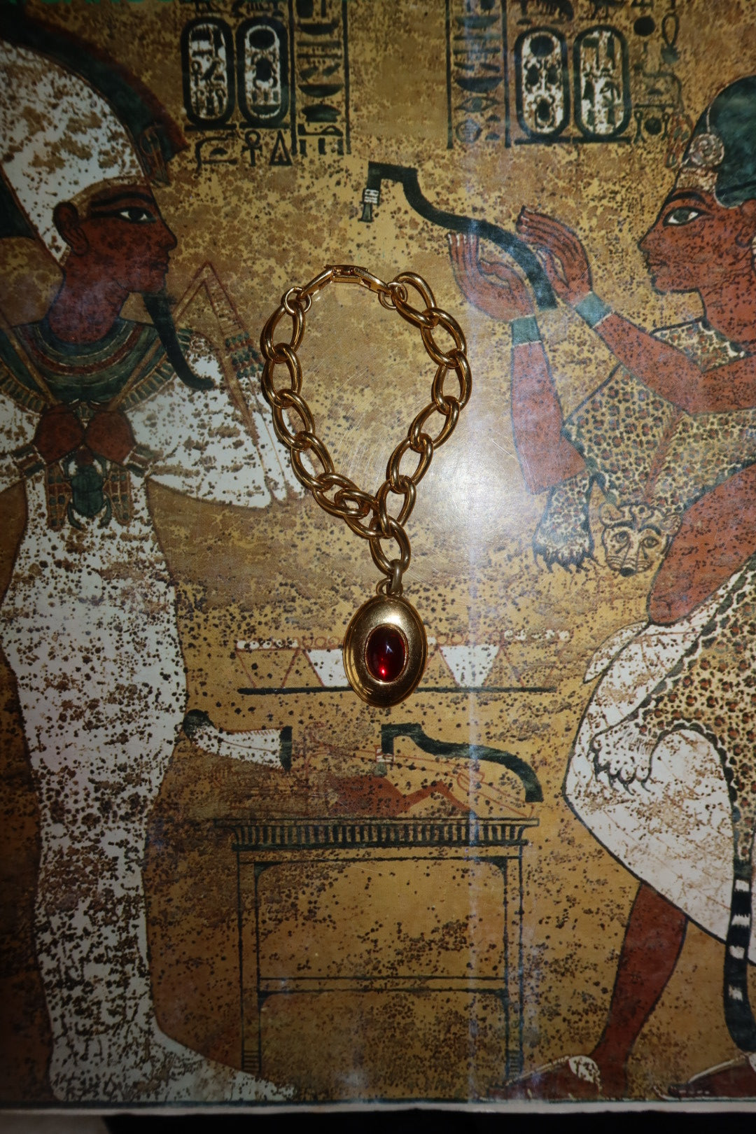 Vintage Red and Gold Tone Napier Chain Bracelet