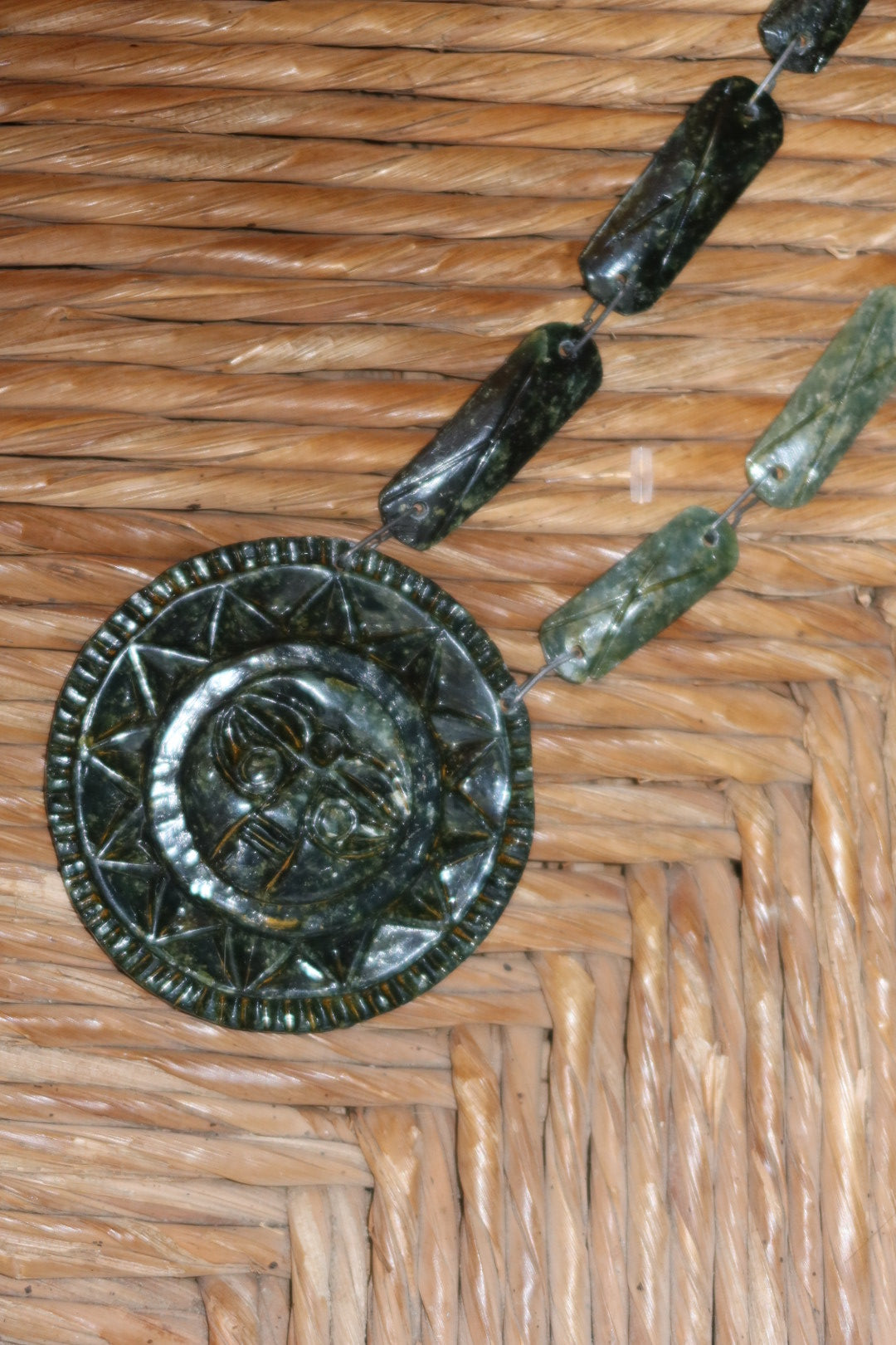 Green Carved Medallion Necklace