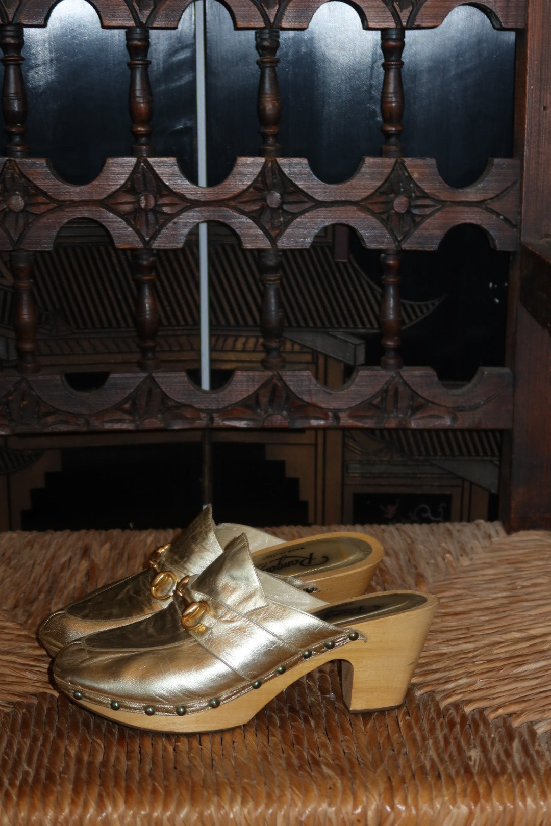 Rangoni of Florence Gold Leather Clogs