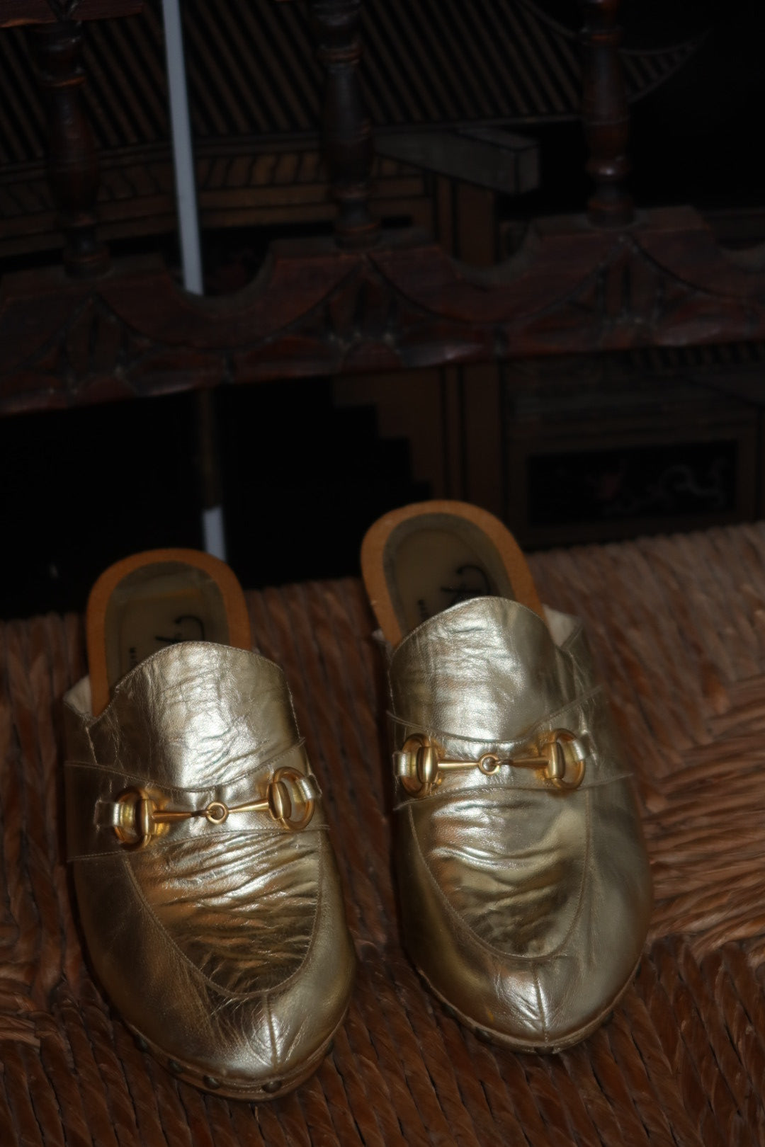 Rangoni of Florence Gold Leather Clogs