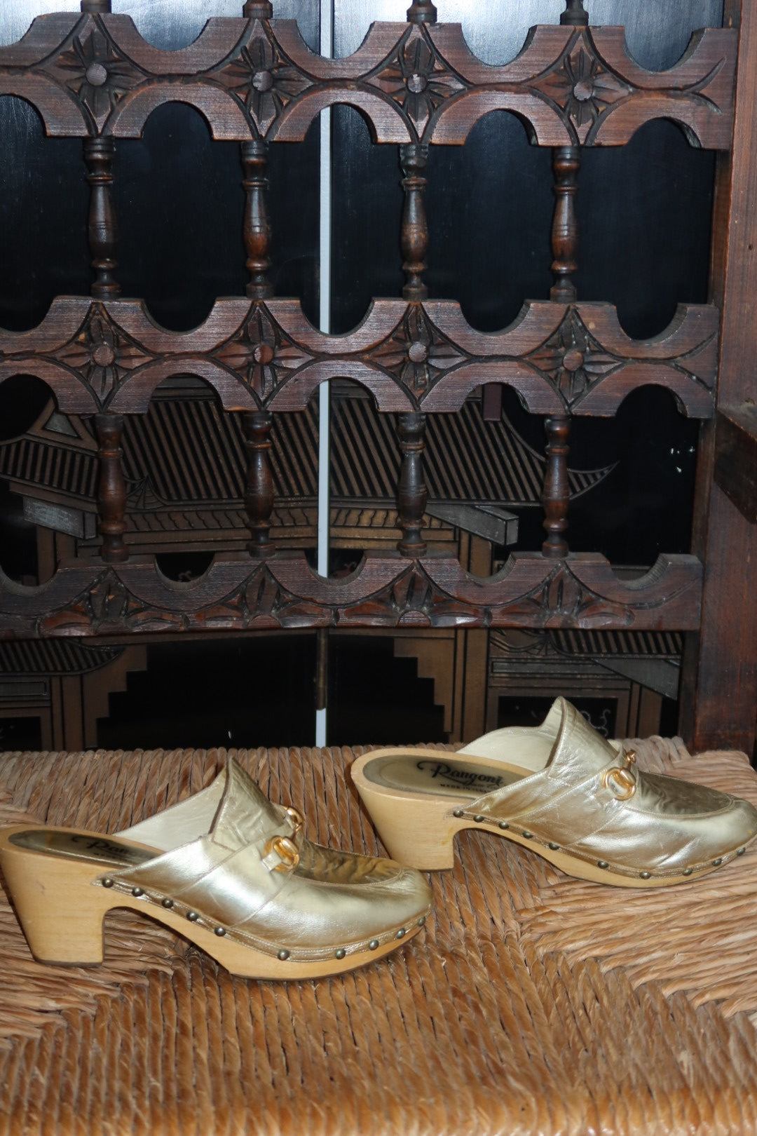 Rangoni of Florence Gold Leather Clogs