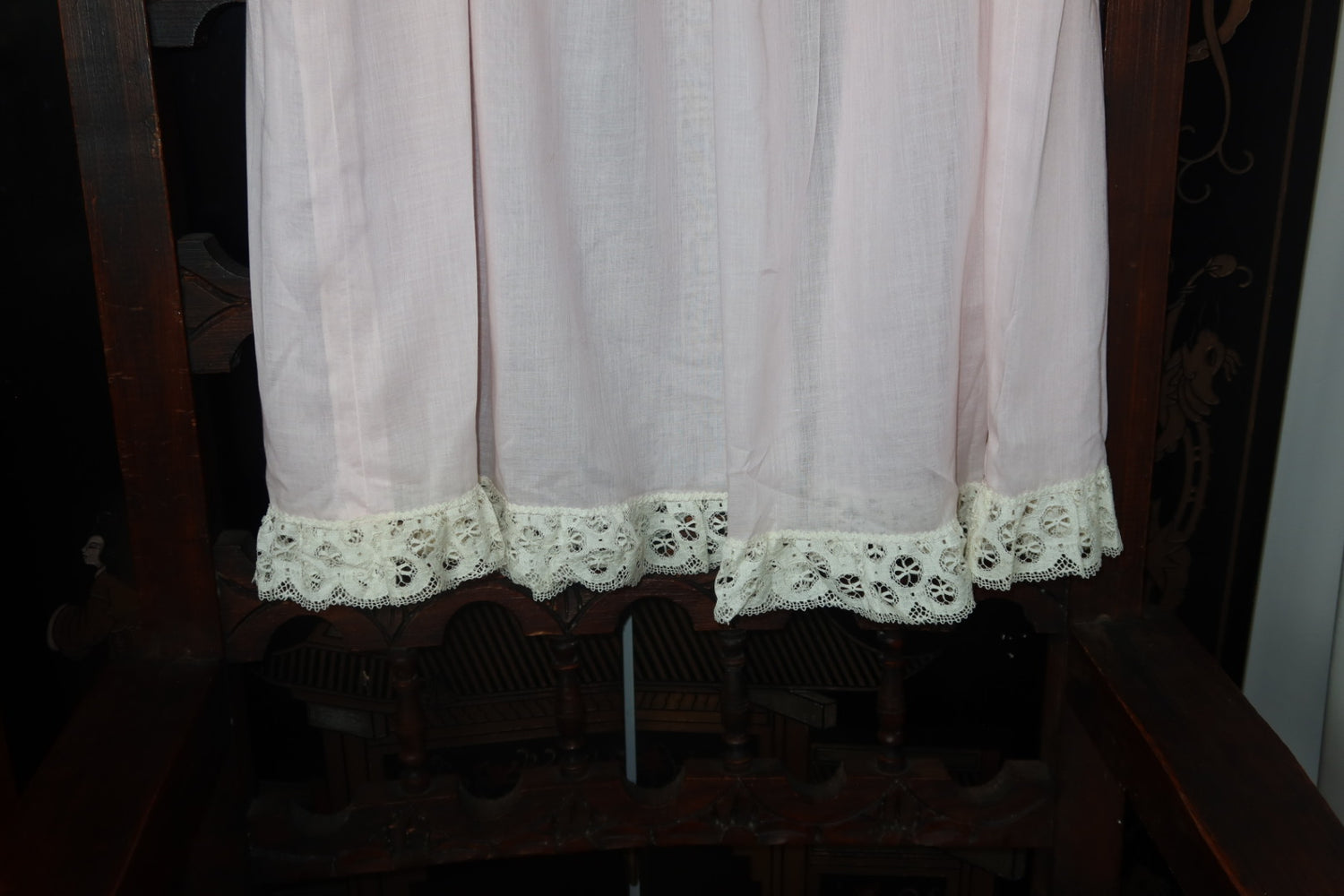 Vintage Saks Fifth Avenue Slip Dress Pink Lace Yoke Empire Maxi