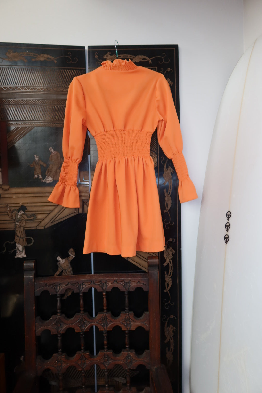 Vintage 1970s Orange Prairie Dress