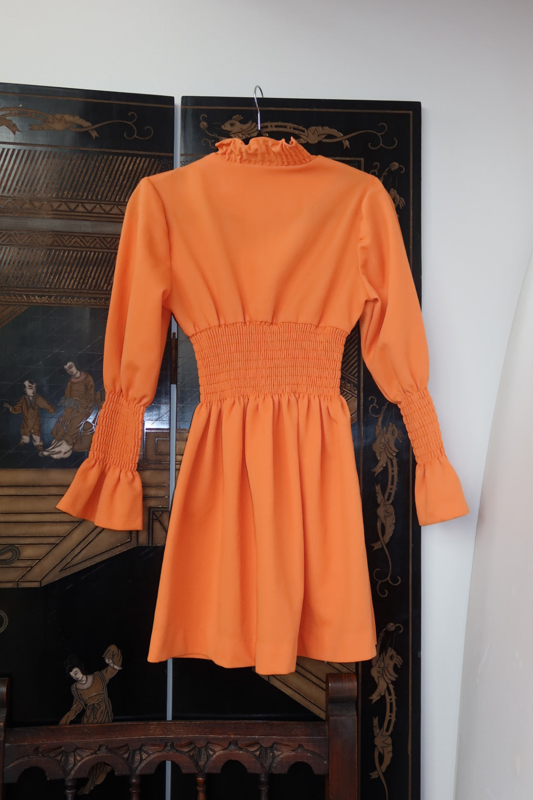 Vintage 1970s Orange Prairie Dress