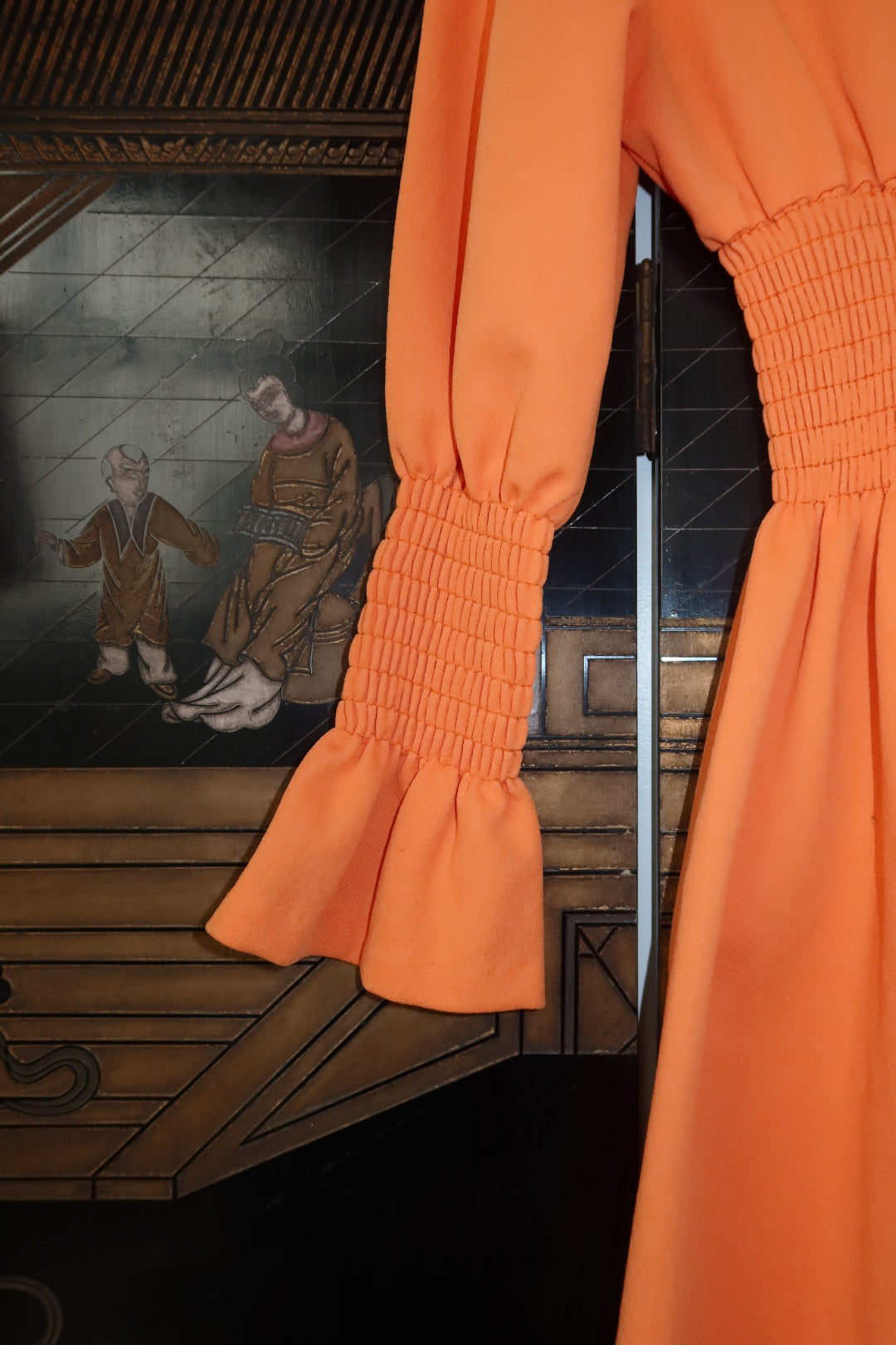 Vintage 1970s Orange Prairie Dress