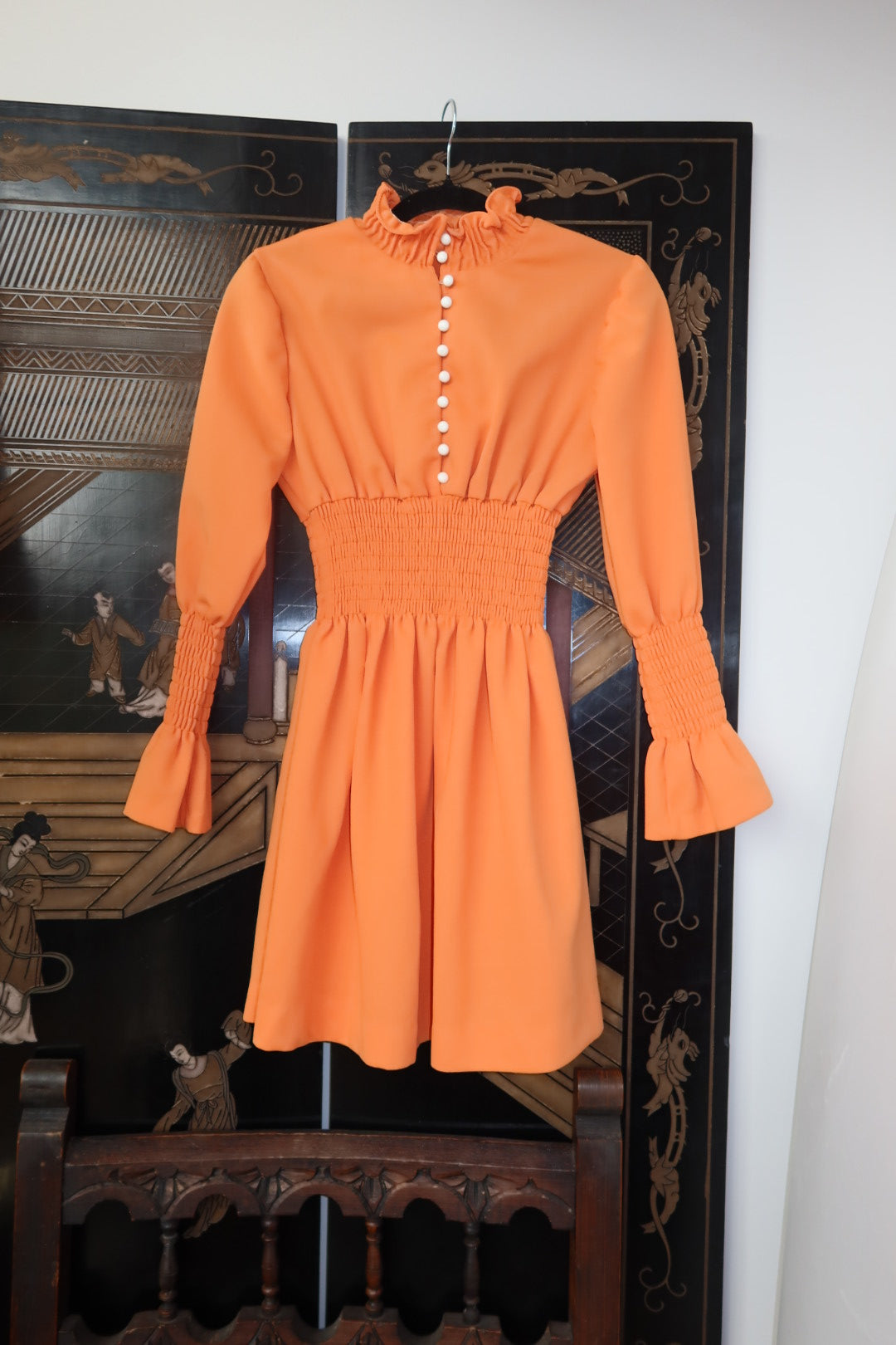 Vintage 1970s Orange Prairie Dress