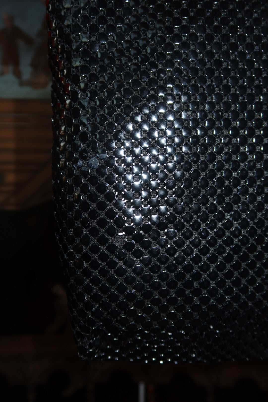 Vintage 1960s Black Mesh Handbag with Lucite Handle