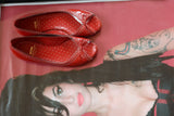 Ruby Glossy Moschino Cheap and Chic Ballet Flats with Bow and Polka Dot Lining | Made in Italy | Size 38.5