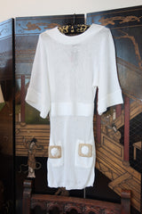 French Sheer White Knit Vintage Coverup Dress, OGO Geral Paris