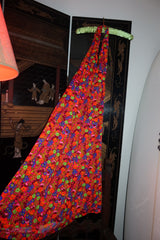 Vintage 60s 70s Neon Floral Psychedelic Halter Maxi Dress