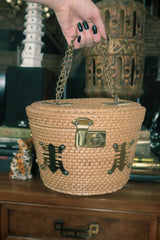 Vintage 1960s Silvercraft Wicker Basket Bag