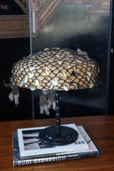 Late 1960s Italian Straw Hat Gold Silver Paillettes Black Net Overlay