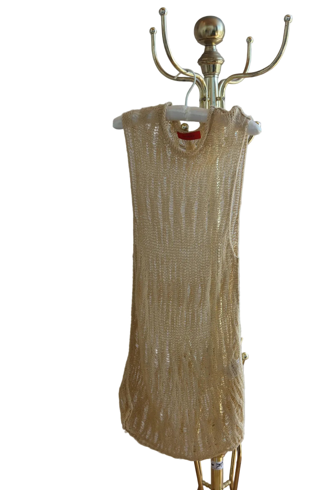 Eckhaus Latta Open Knit Cream Dress Distressed Ladder Knit