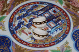 Vintage 1980s White Enamel Dome Gold Chain Band Clip Earrings