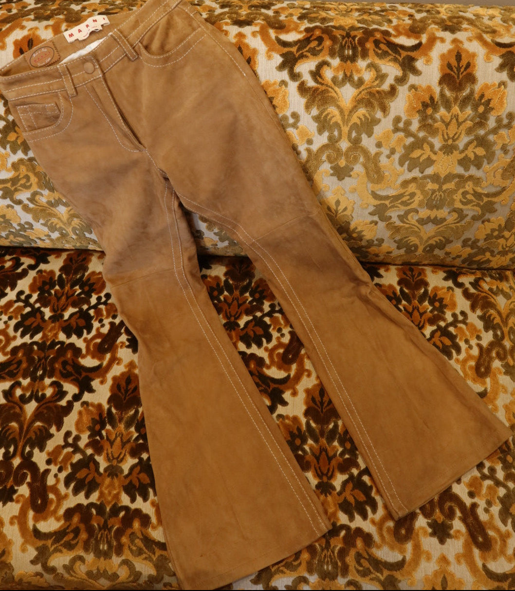 Marni Camel Suede Flare Trousers IT 36 Made in Italy