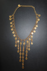 Vintage Gold Tone Roman Coin Cascade Bib Necklace