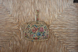 Vintage Floral Petit Point Needlepoint Wrist Purse Gold Frame