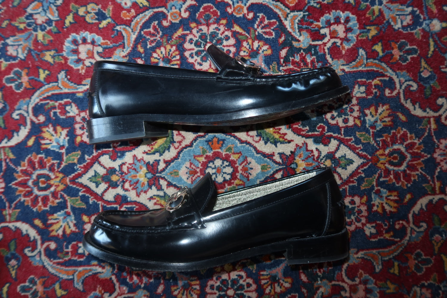 Vintage Salvatore Ferragamo Black Leather Gancini Horsebit Loafers Made in Italy Size 8