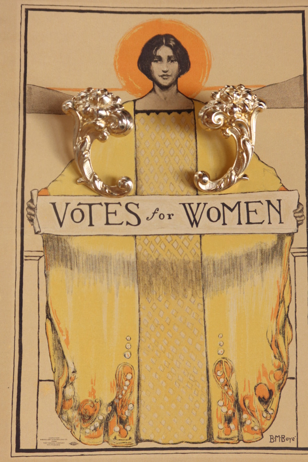 Vintage Rococo Revival Gold Tone Floral Scroll Earrings