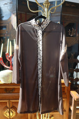 Vintage Kaftan-Style Robe with Lace Trim