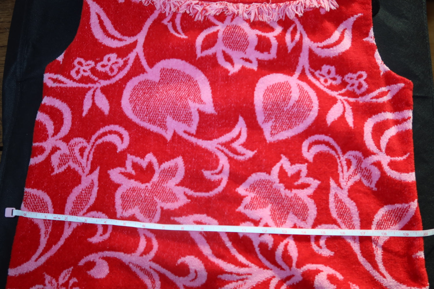 Vintage 1960s Lady Pepperell Red and Pink Floral Terrycloth Beach Mini Shift Dress