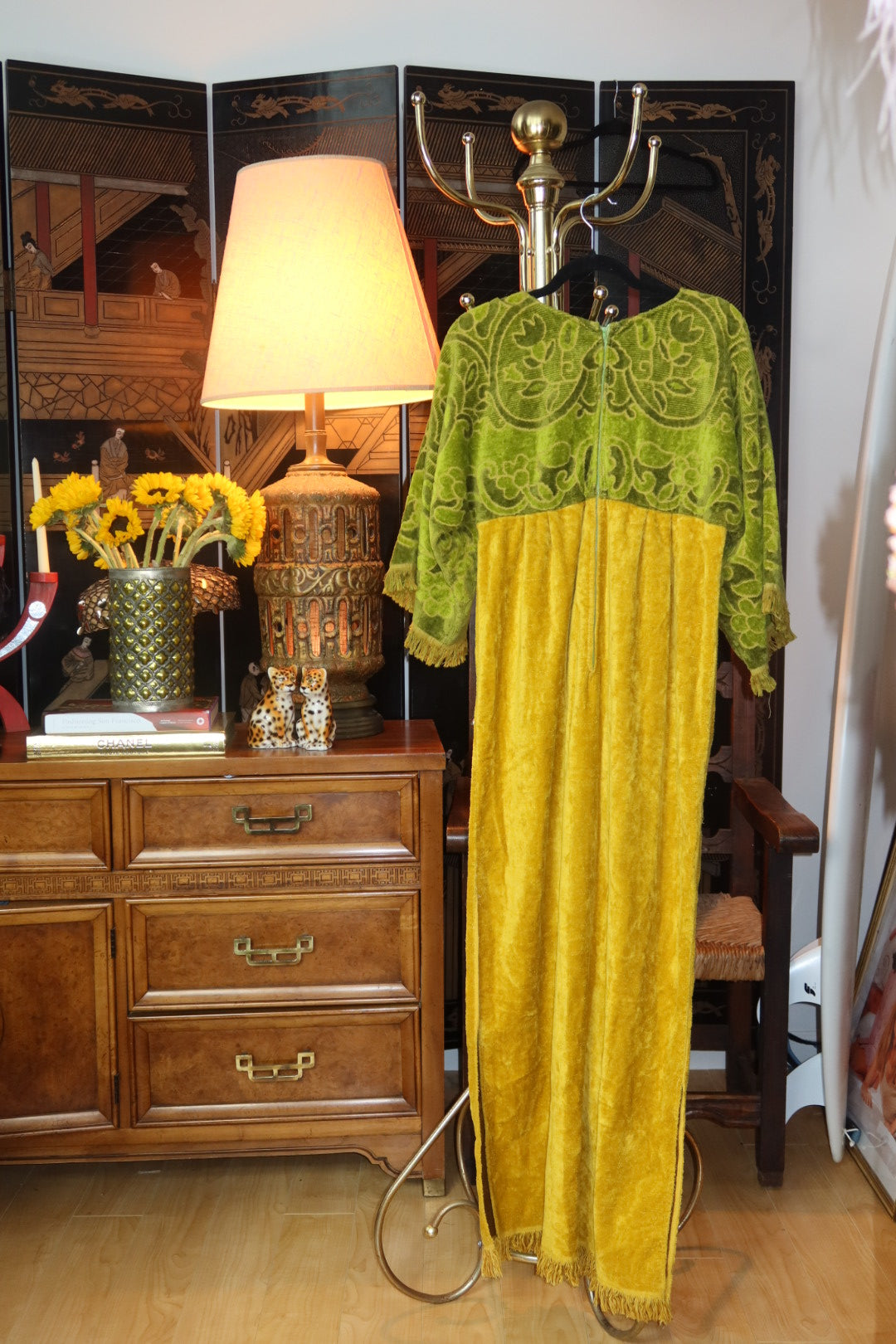 Vintage 1960s Towel Maxi Hostess Gown