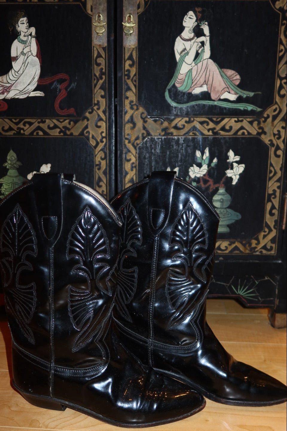 Vintage Patent Leather Cowboy Boots