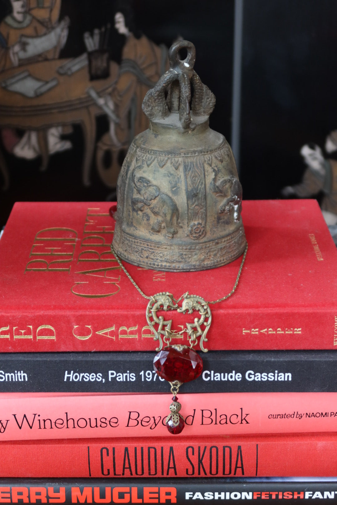 Vintage Red Dragon Pendant Necklace