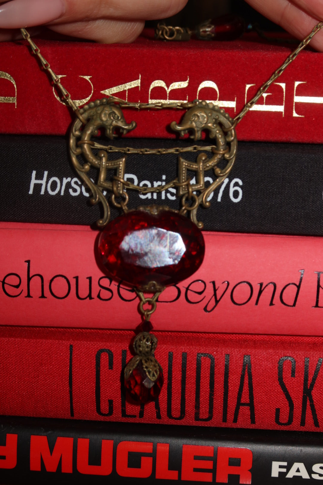 Vintage Red Dragon Pendant Necklace
