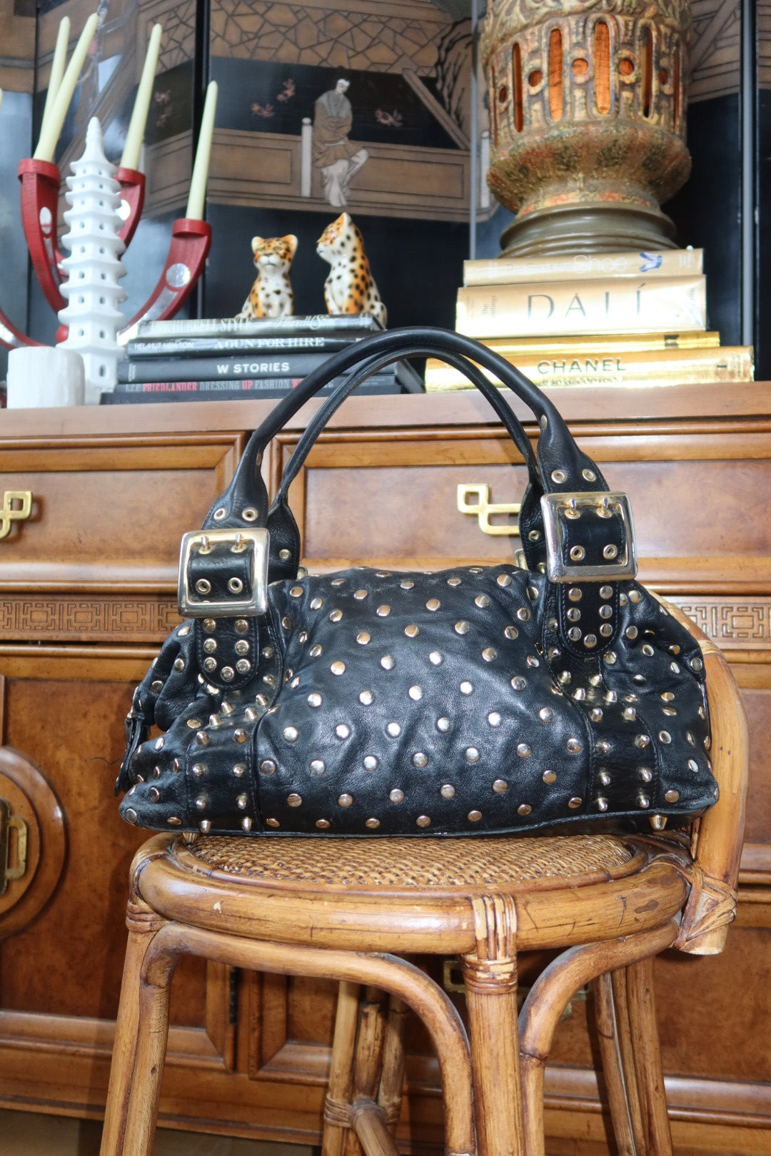 Be&D Garbo Studded Shoulder Bag in Black