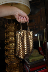 Whiting & Davis Gold Mesh Drawstring Evening Bag, 1940s Vintage