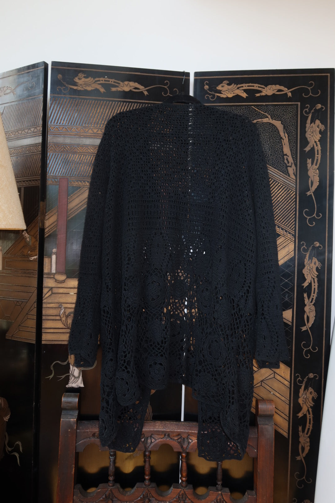 Vintage Black Crochet Coverup