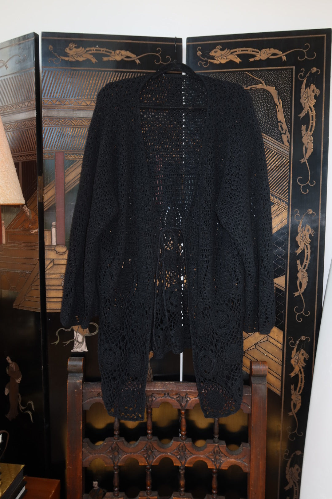 Vintage Black Crochet Coverup