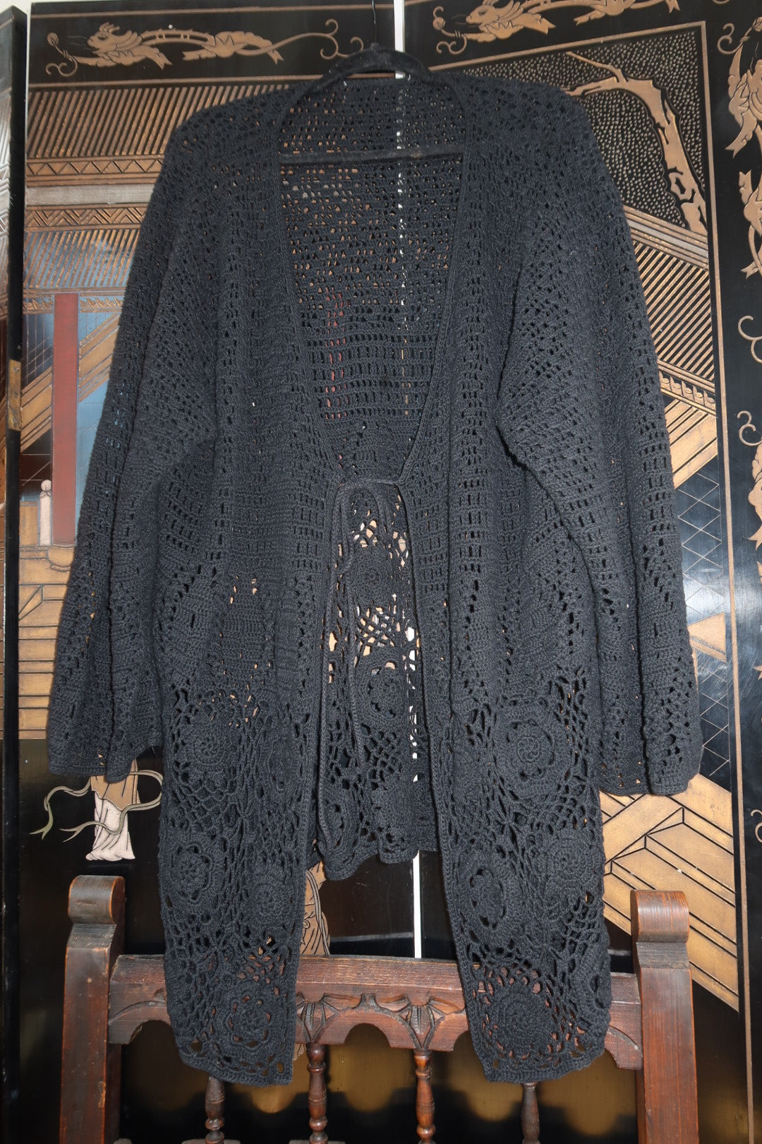 Vintage Black Crochet Coverup