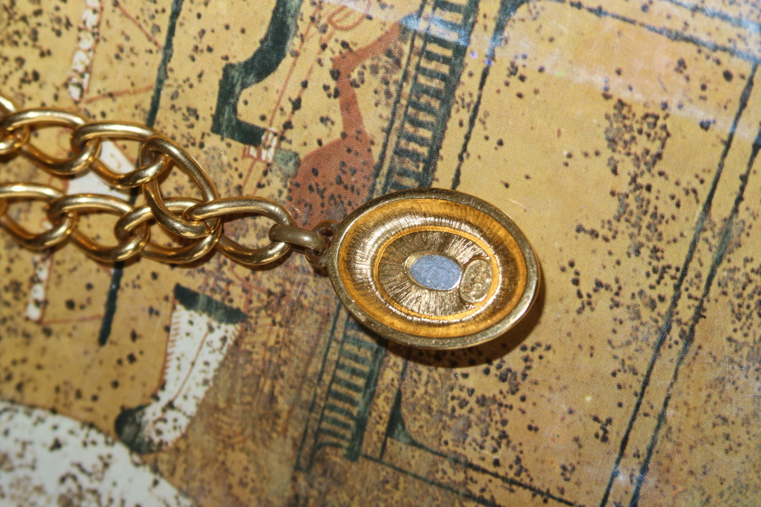 Vintage Red and Gold Tone Napier Chain Bracelet