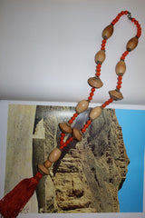 Vintage Wood Bead Tassel Necklace Sautoir