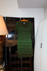 M Missoni Knit Dress Green Brown Wave Pattern V Neck 3/4 Sleeve Midi Made in Italy Size Medium