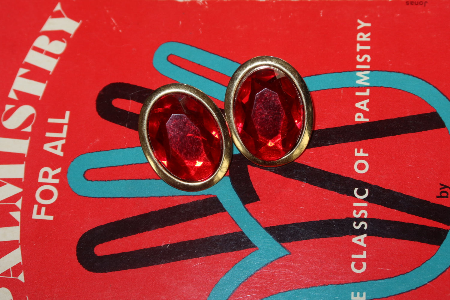 Vintage Red and Gold Tone Post Earrings