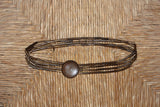 Vintage 70s Wood Bead Belt Multi Strand Carved Disc Buckle Boho