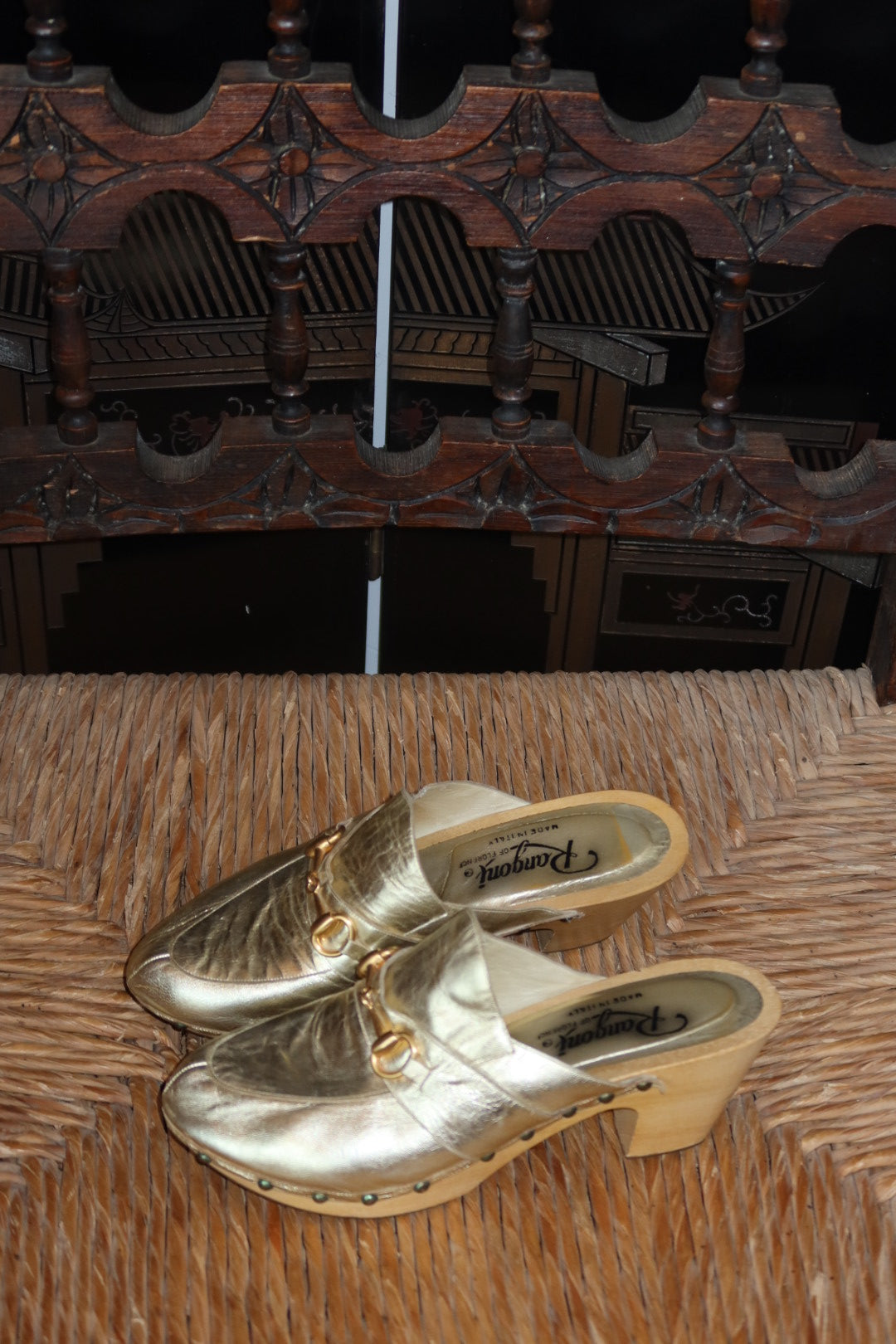 Rangoni of Florence Gold Leather Clogs