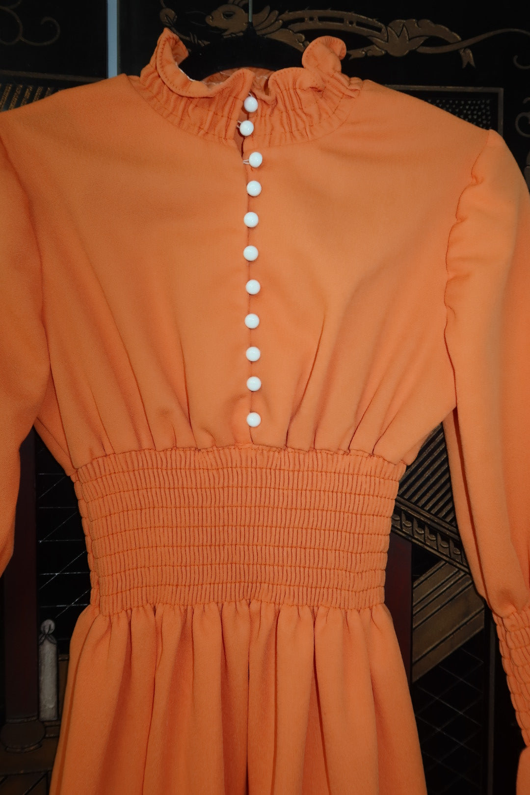 Vintage 1970s Orange Prairie Dress